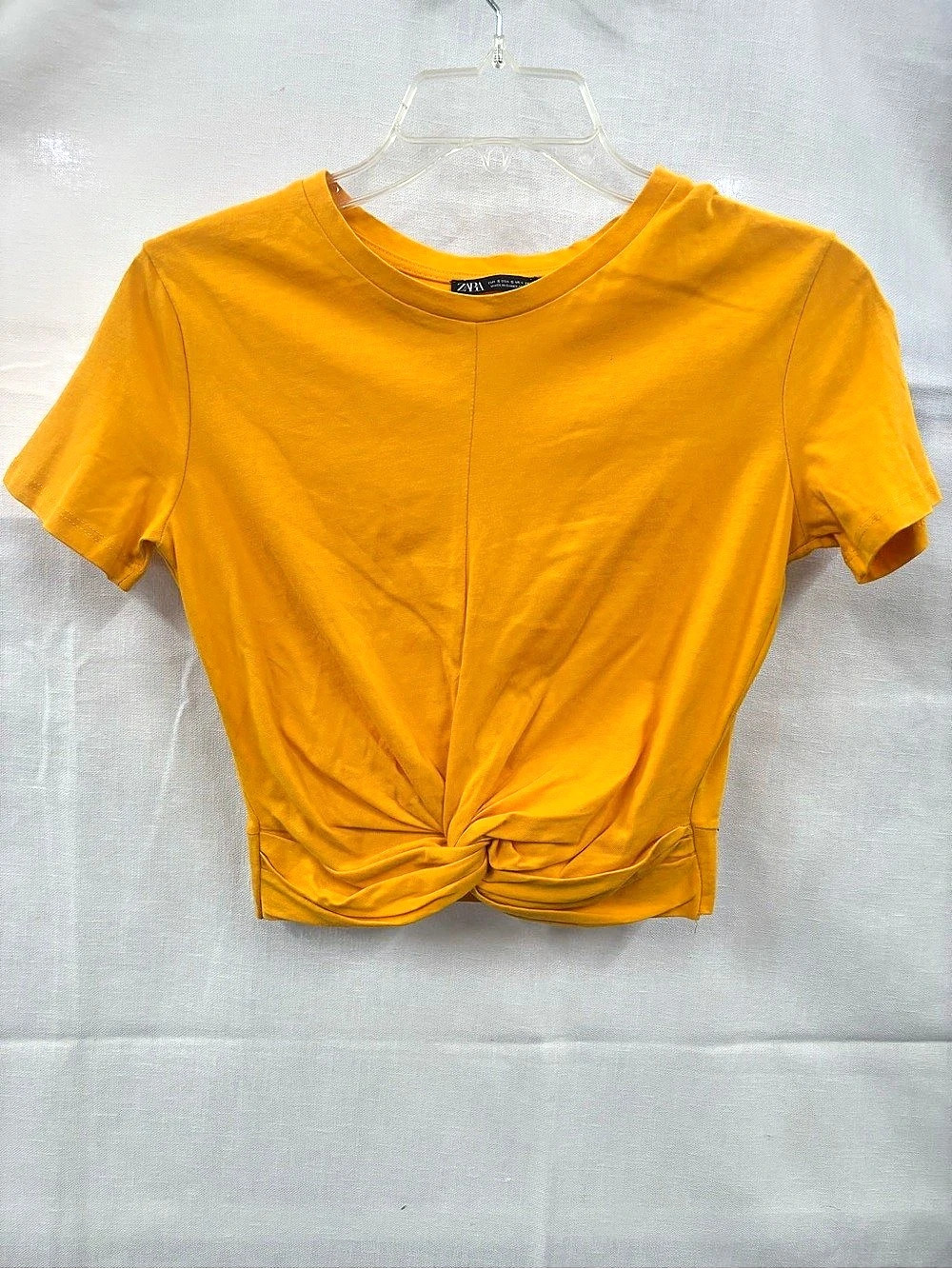 Zara Knot Front Short Sleeve Tee in Yellow Size Small
